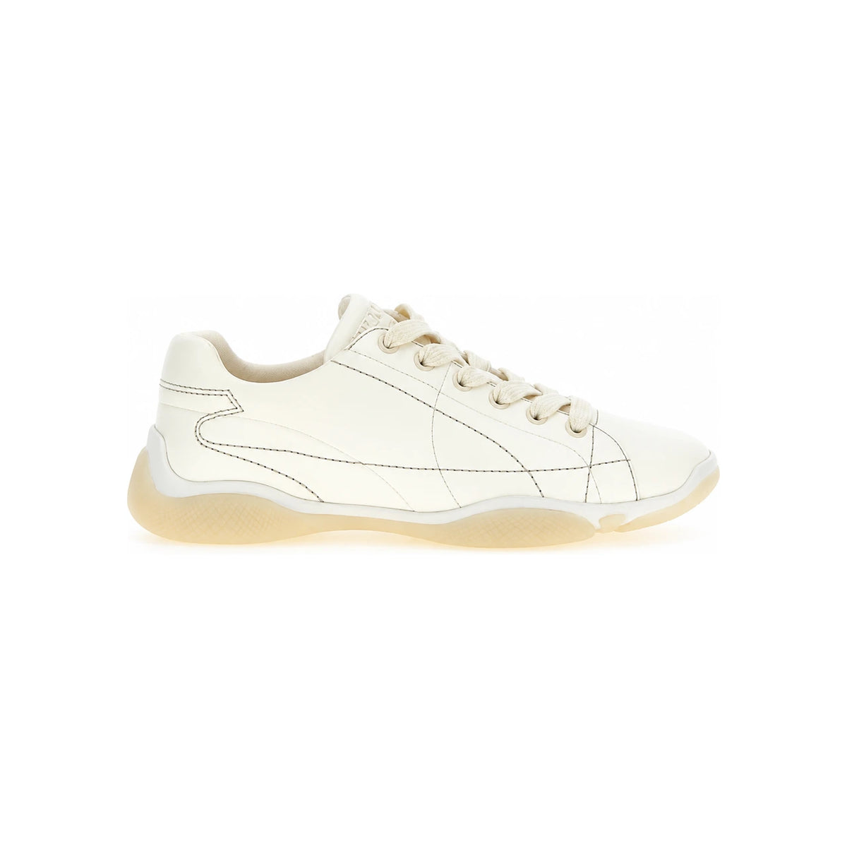PRADA White Leather Low-Top Sneakers