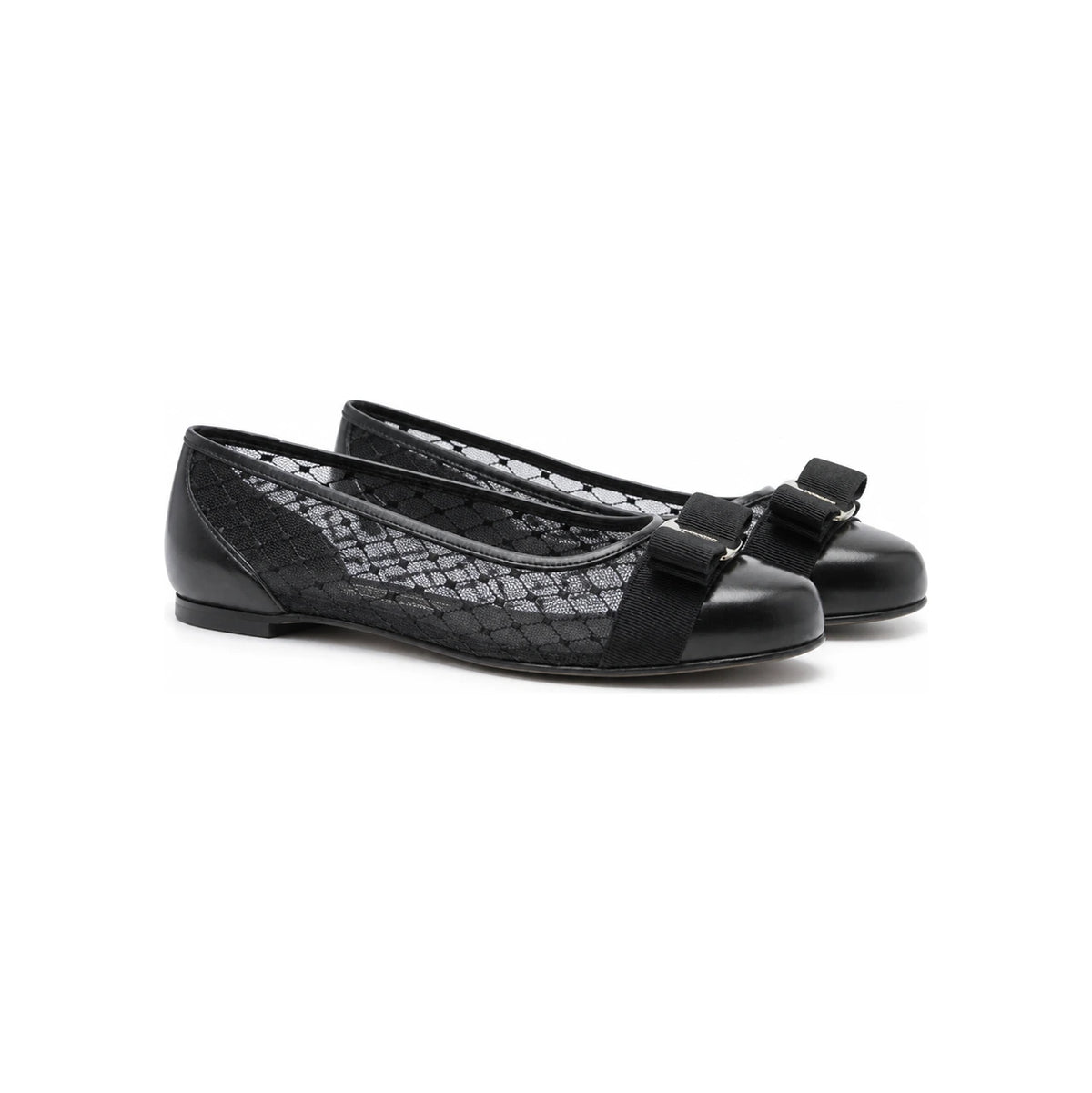Ferragamo Mesh Ballerina Flats Women’s Black