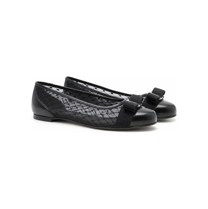 Ferragamo Mesh Ballerina Flats Women’s Black