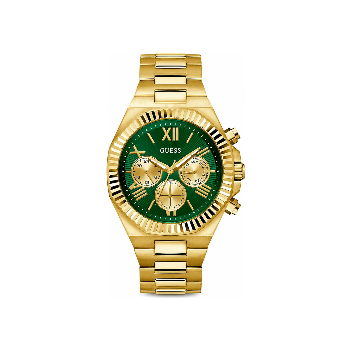 Guess Gold Green Metal Watch for Men GW0703G2