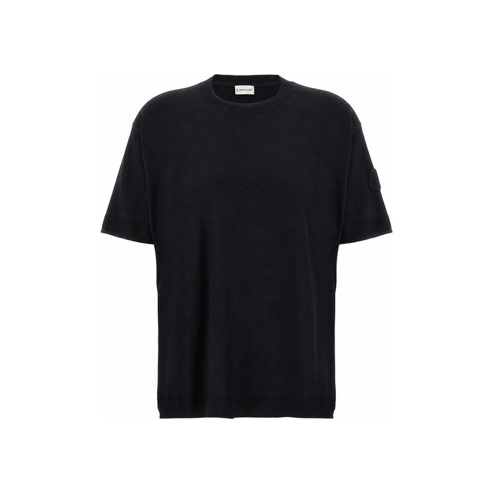 Moncler Logo Patch Silk Cotton Knit T-Shirt 9C00011 M6329 999