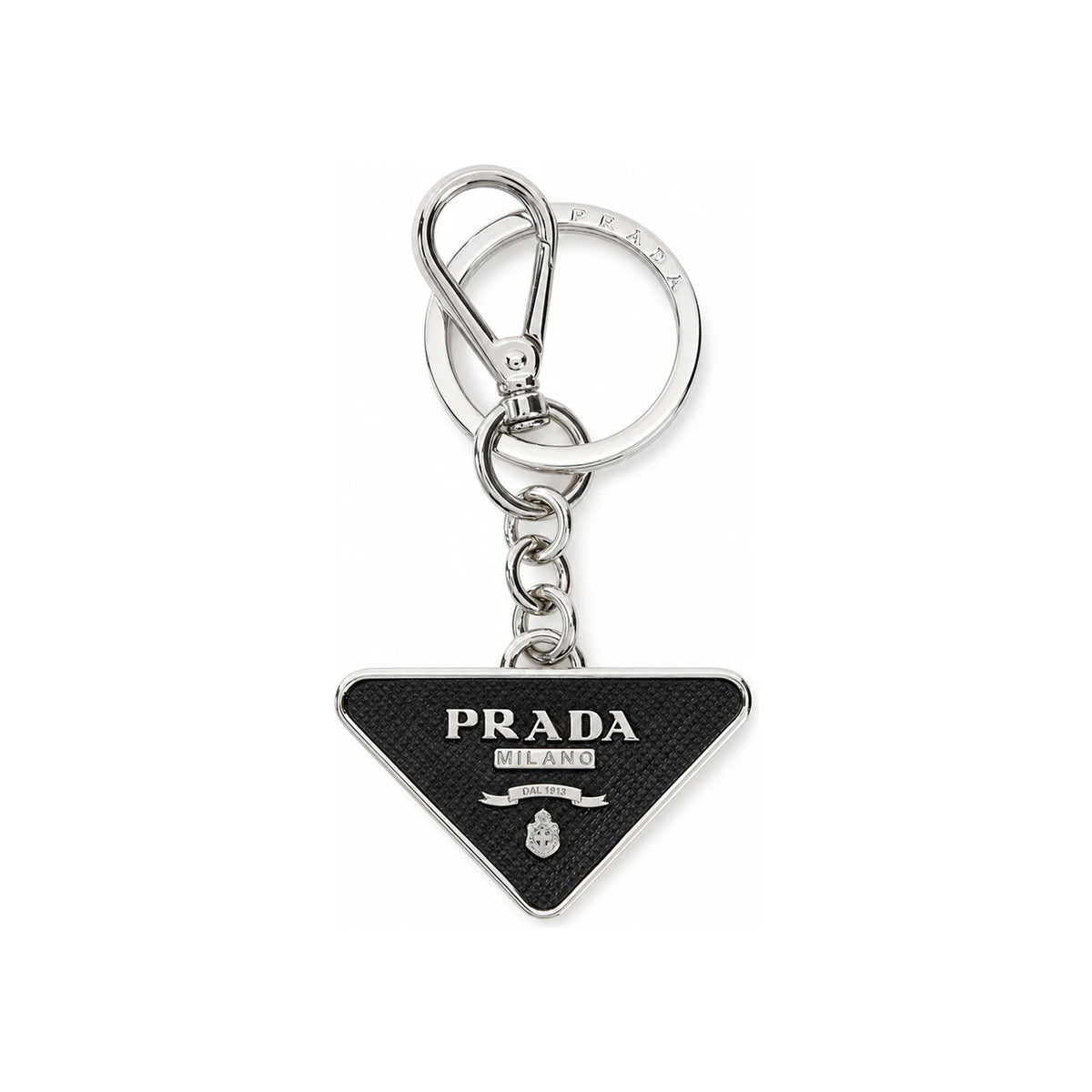 PRADA Saffiano Triangle Logo Keyring Black Tote Bag 2PP080 053 F0002