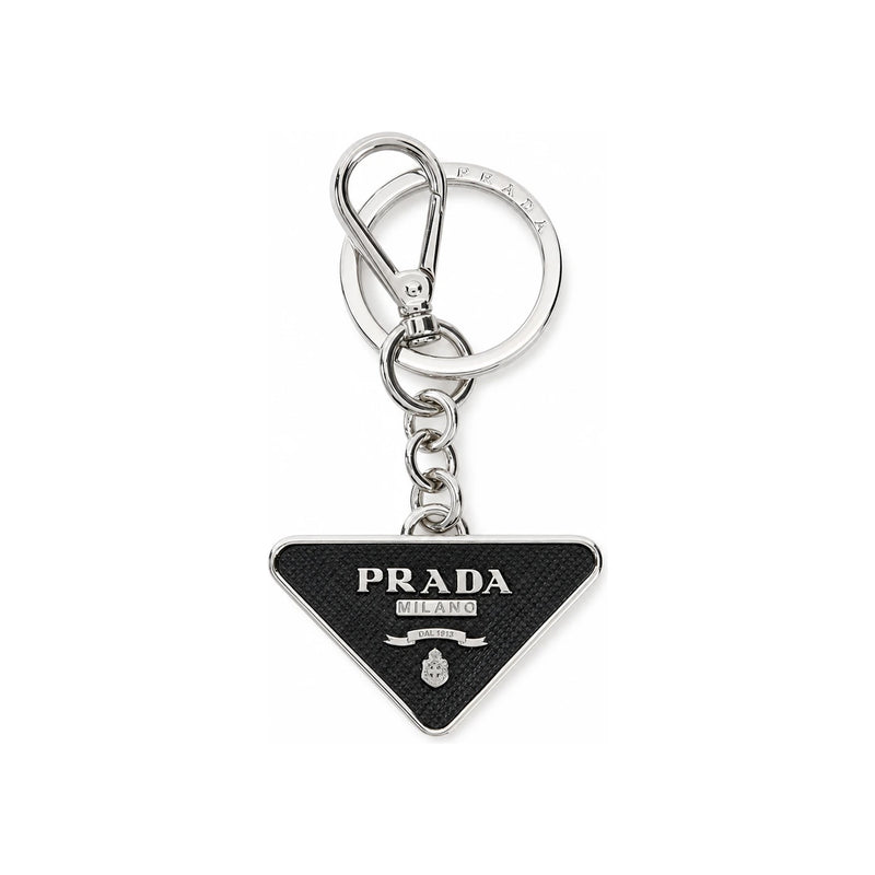 PRADA Saffiano Triangle Logo Keyring Black Tote Bag 2PP080 053 F0002