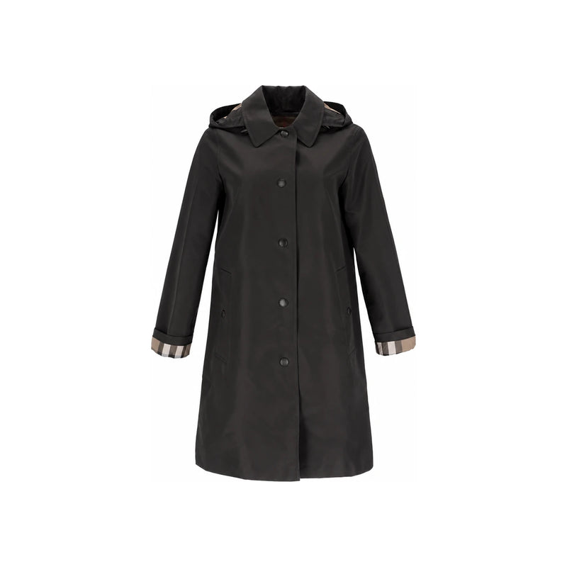 BURBERRY Black Trench Hooded Car Coat Oxclose