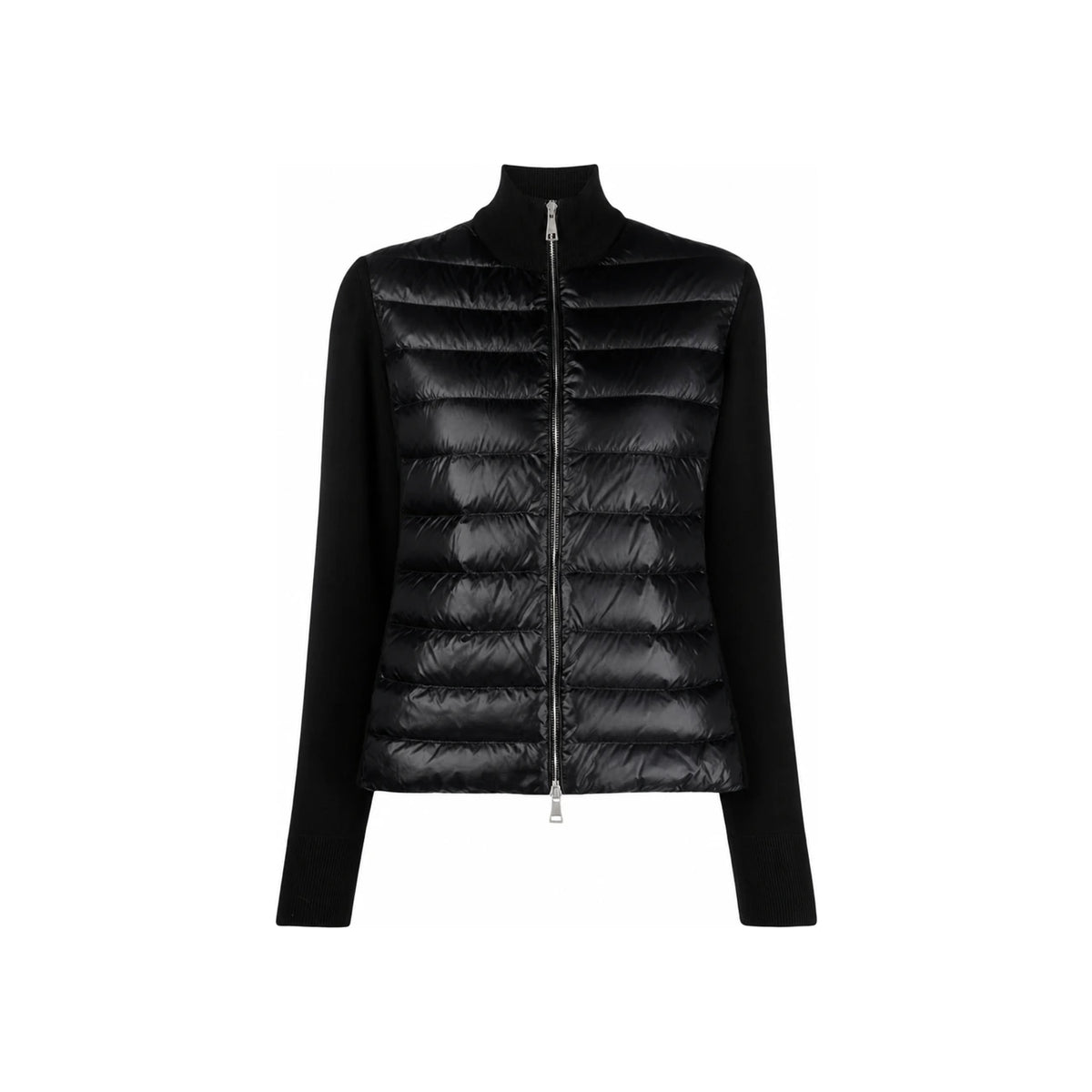 Moncler Logo Patch Black Down Padded Cardigan Jacket for Women