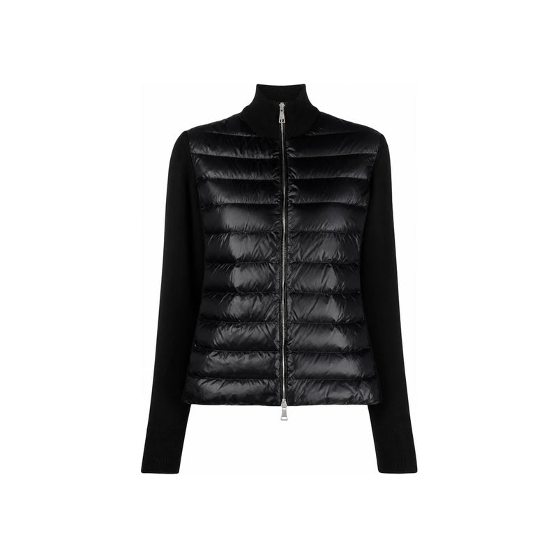Moncler Logo Patch Black Down Padded Cardigan Jacket for Women