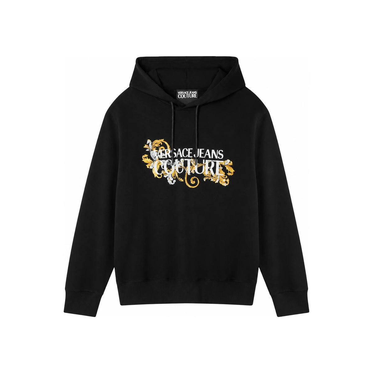 Versace Barocco Logo Print Hoodie Black Gold Men's Pullover 78GAIC05CF00C G89