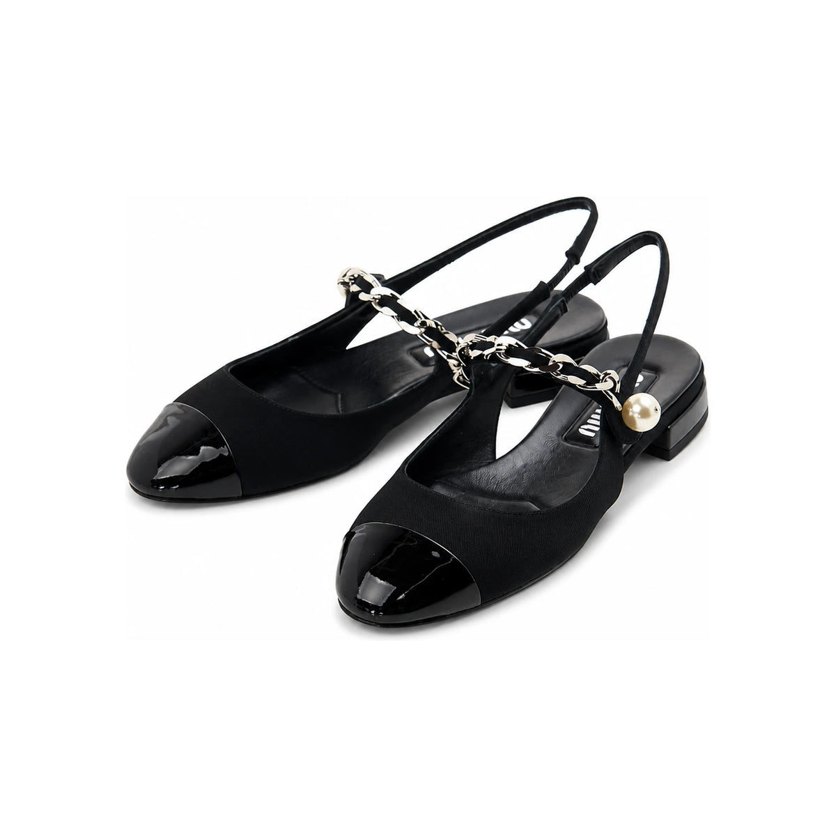 Miu Miu Velvet and Patent Leather Slingback Flats
