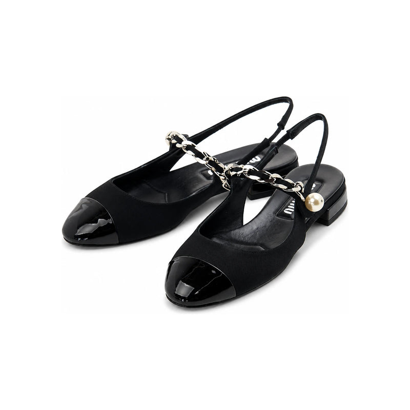 Miu Miu Velvet and Patent Leather Slingback Flats