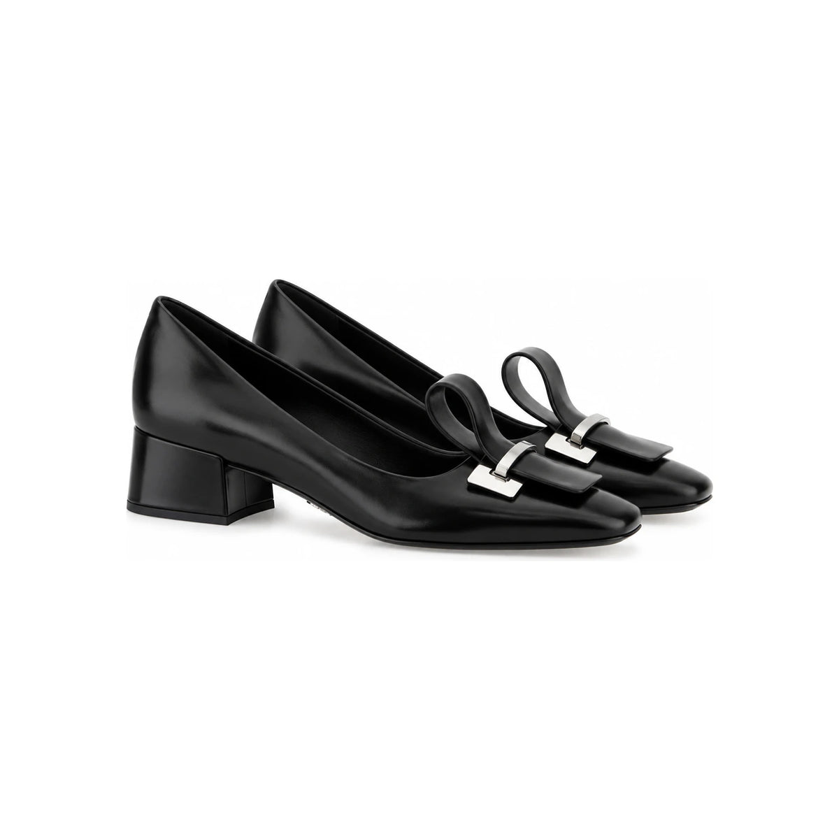 PRADA Black Leather Mary Jane Flats