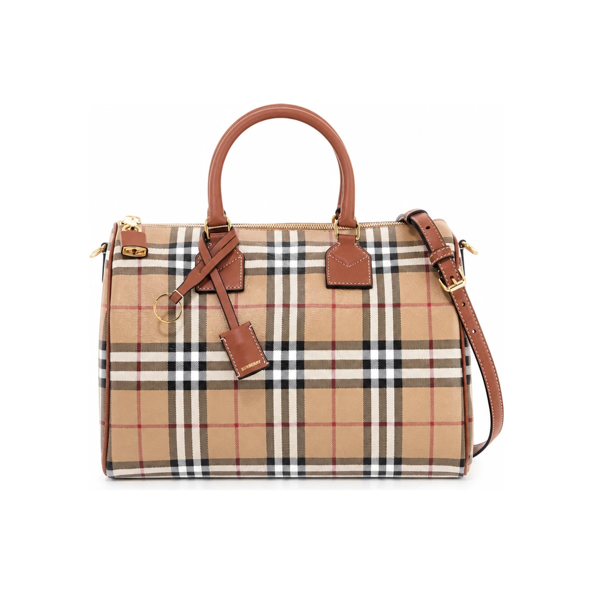 BURBERRY Check Medium Bowling Bag Brown Women’s Tote Bag