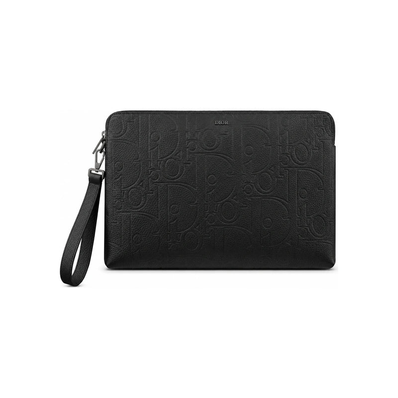 DIOR Black Dior Gravity Leather A4 Zip Pouch Crossbody Bag