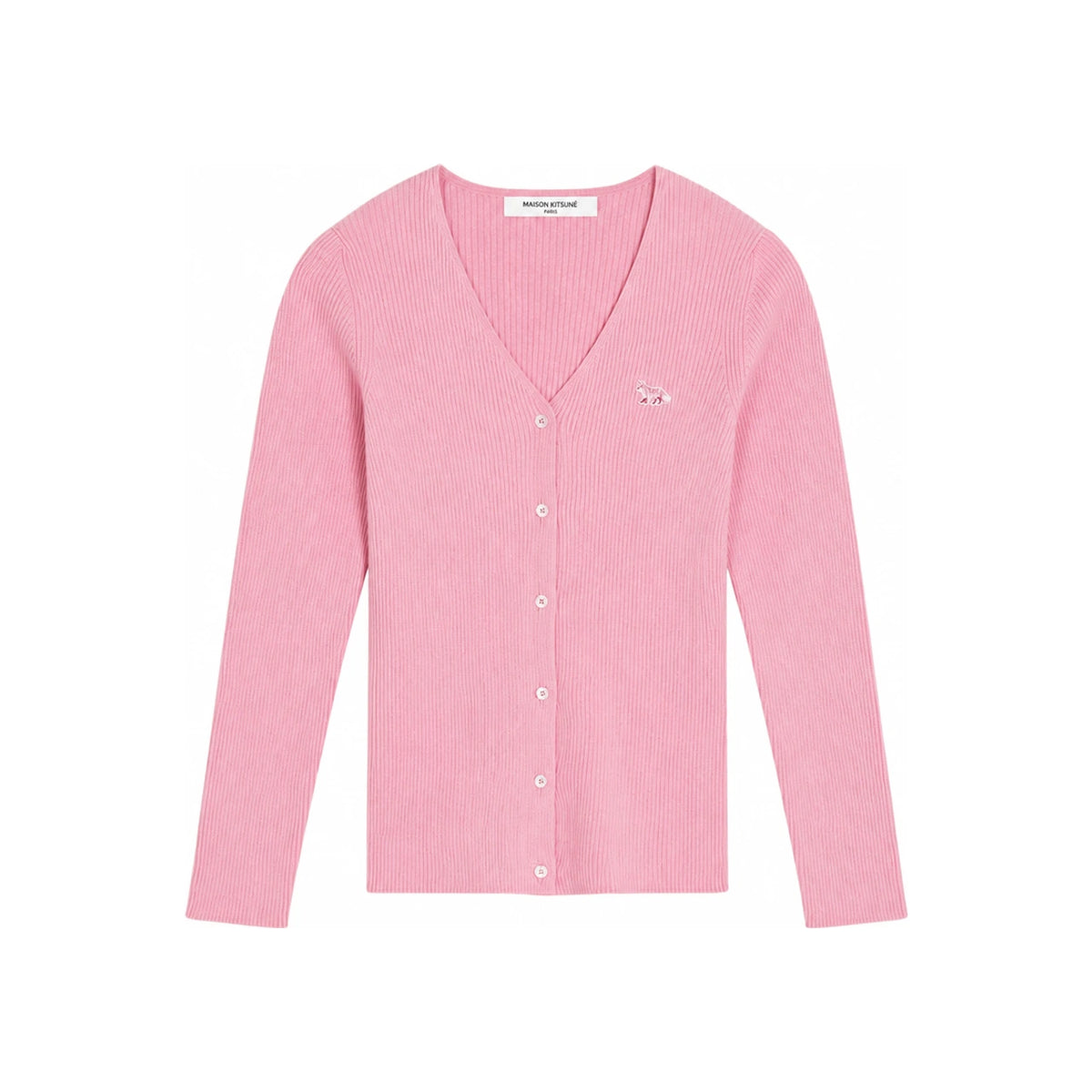 Maison Kitsune Baby Fox Patch Fine Rib Cardigan Women’s Ivory Knit