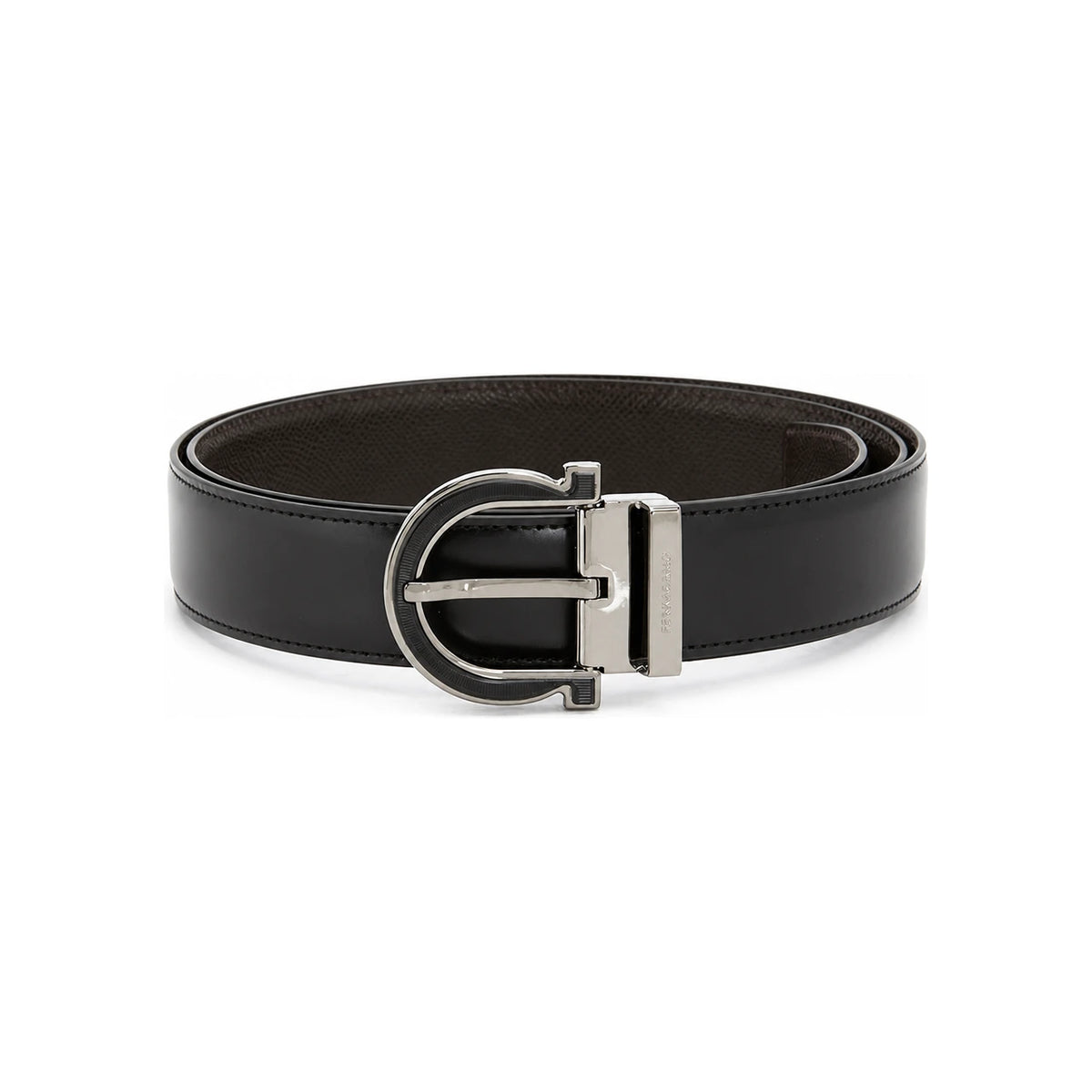 Ferragamo Gancini Men’s Reversible Leather Belt Pre-Cut 670196 0770683