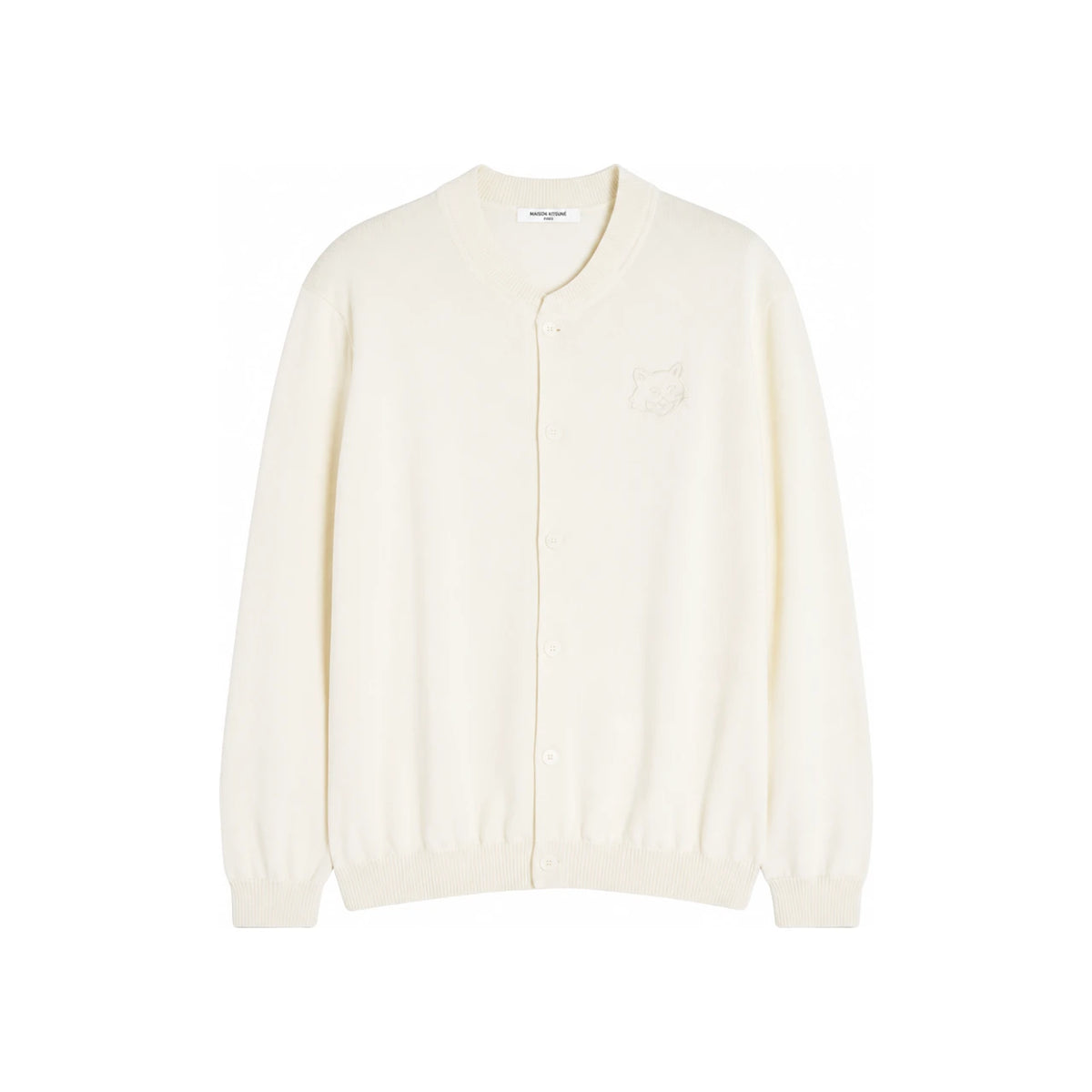 Maison Kitsune Bold Fox Head Embroidered Knit Bomber Jacket OM02135 KT1135 0145
