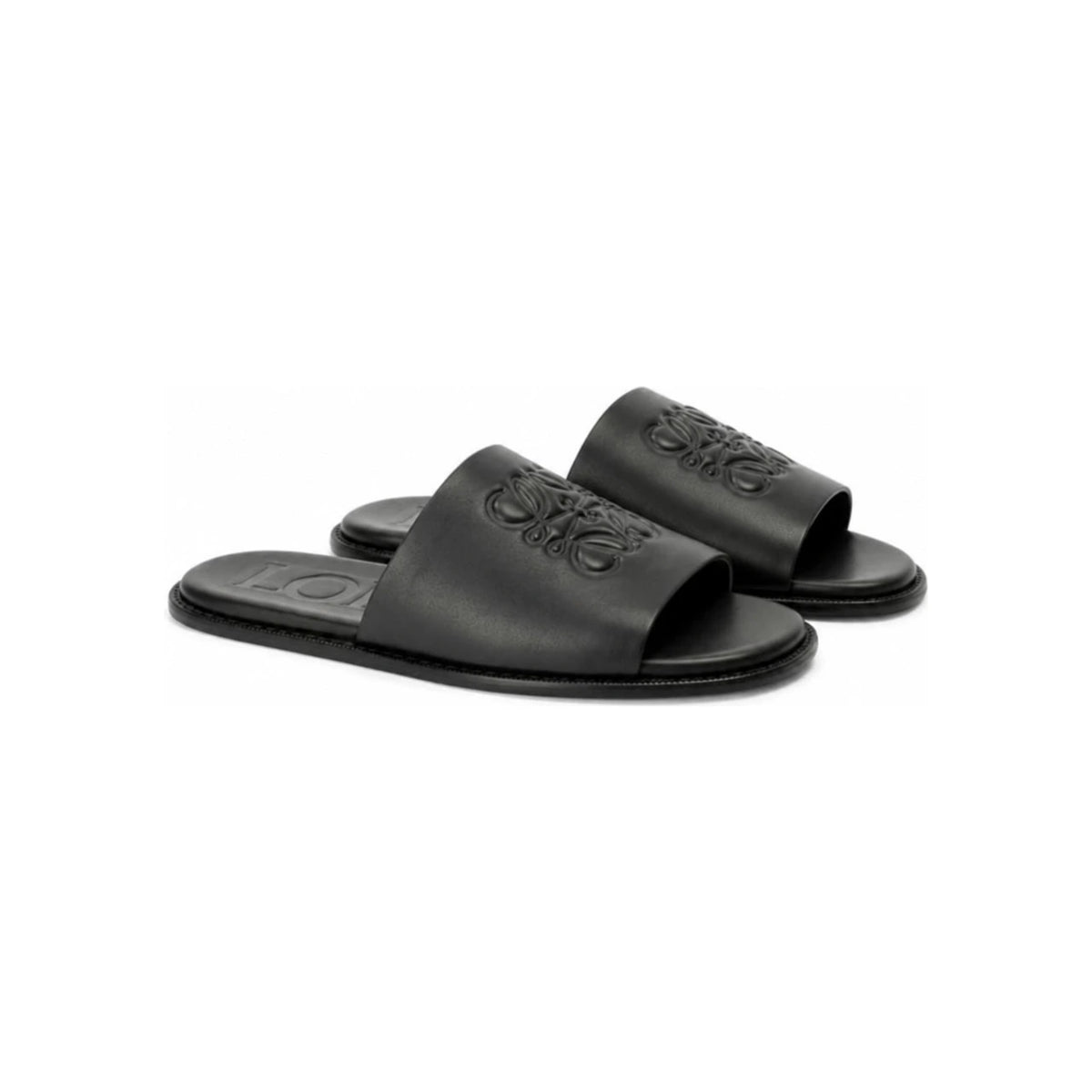 LOEWE Black Leather Mule Slippers M616465 X221100