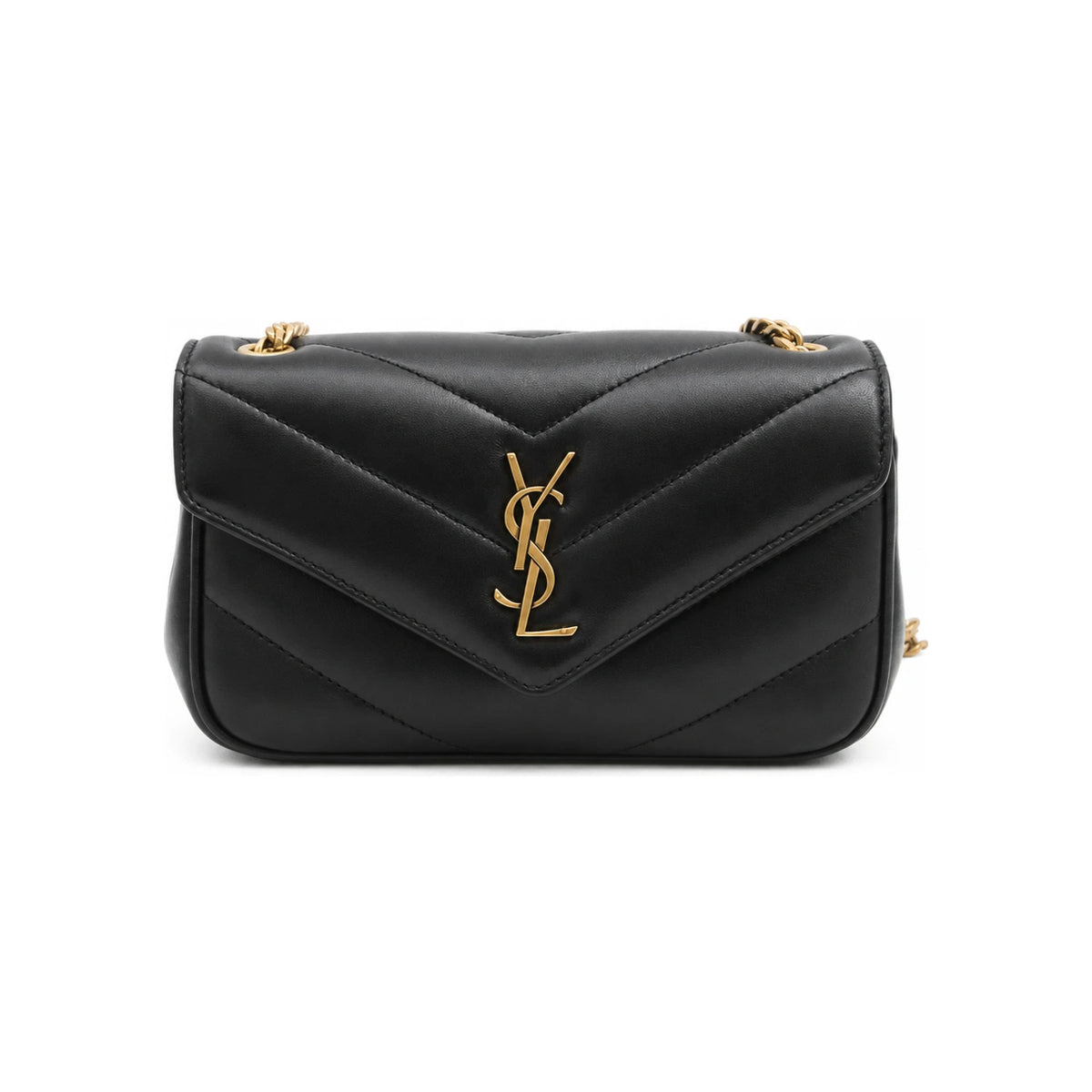 Saint Laurent Loulou Toy Chain Crossbody Bag Black Leather Sho 821749 AAEAX 1000