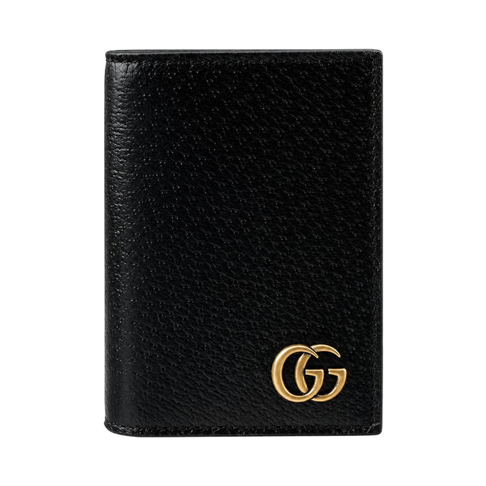 GUCCI Black Leather Marmont GG Card Holder Wallet