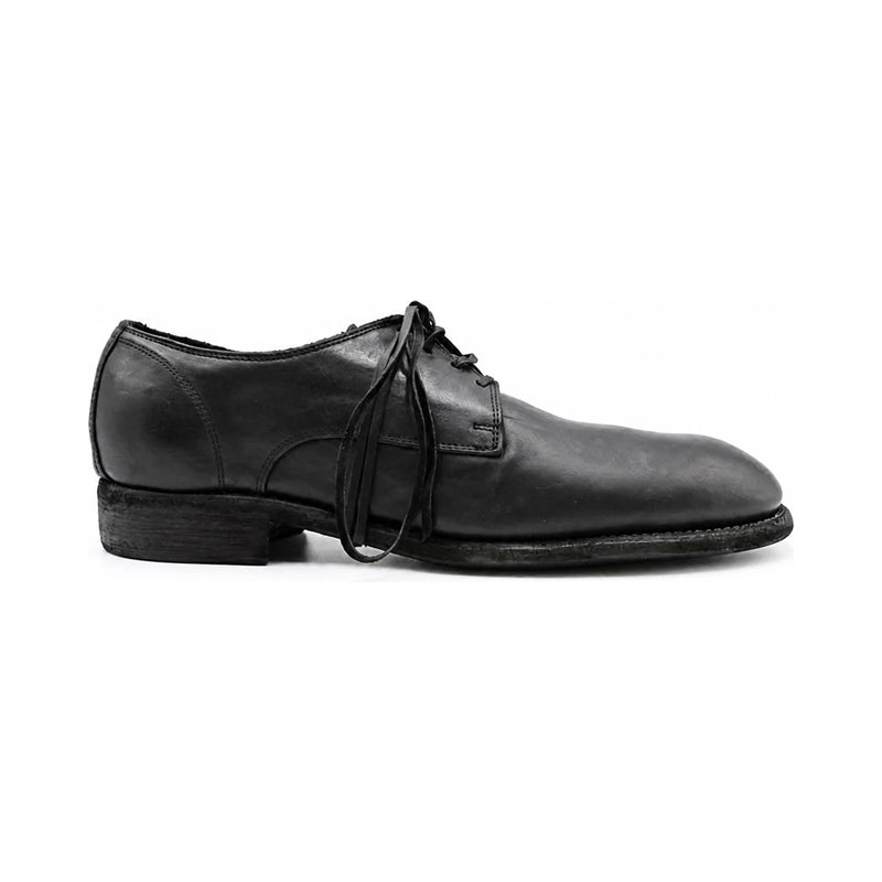GUIDI Black Horse Full Grain Leather Derby Shoes 992X HORSE FULL GRAIN