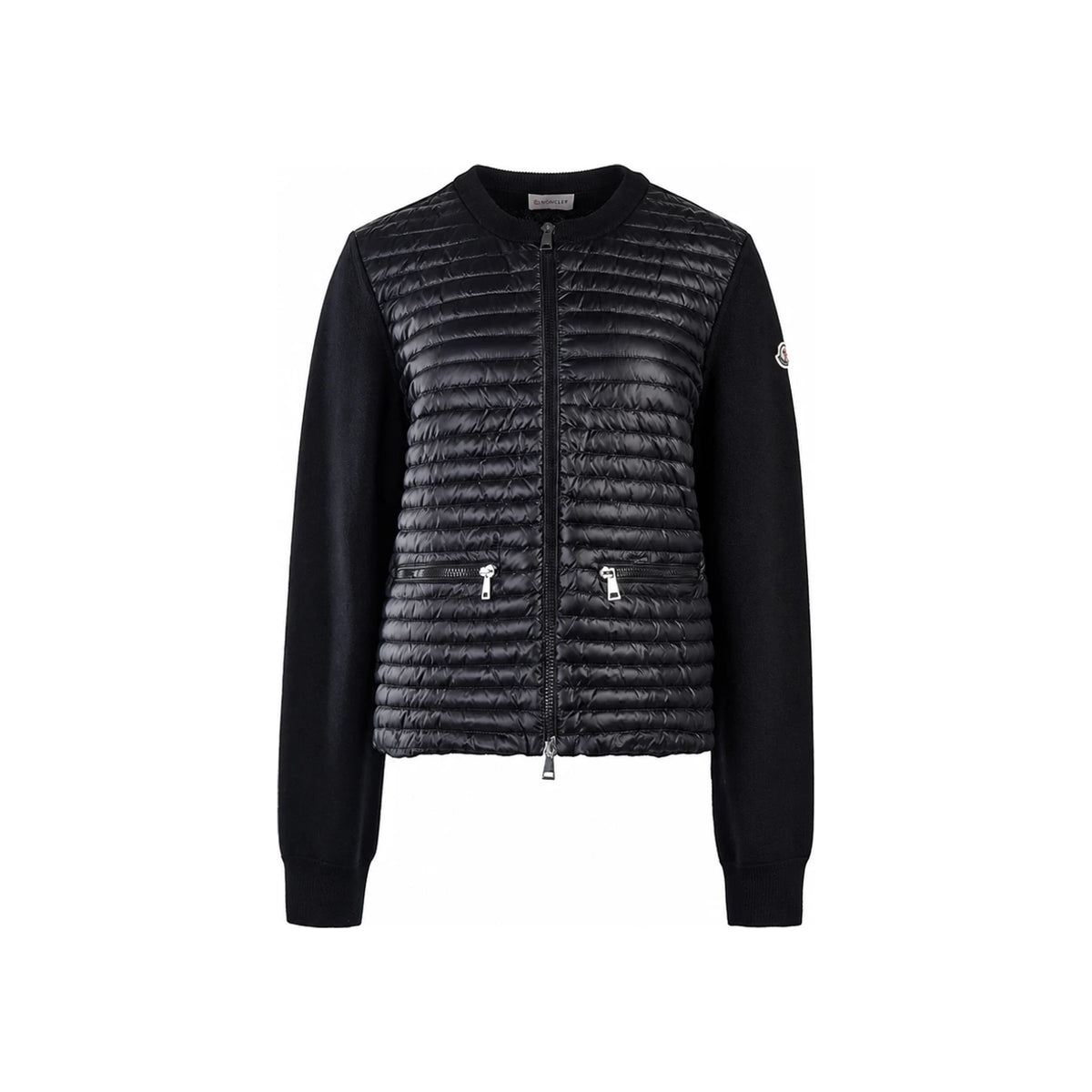Moncler Wool Zip-Up Padded Cardigan Black Women’s