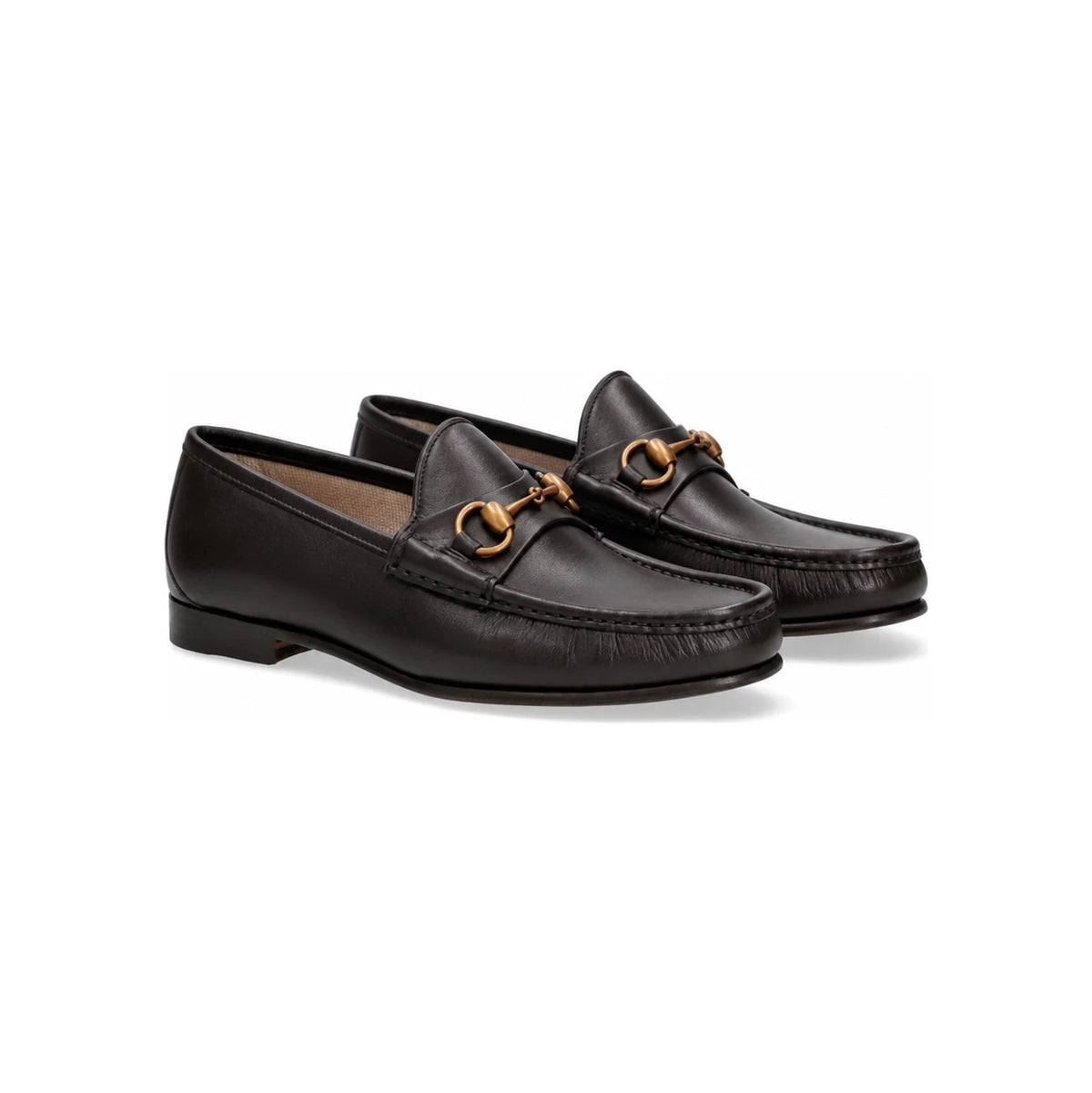 GUCCI Brown Leather Loafer Men's Dress Shoes
