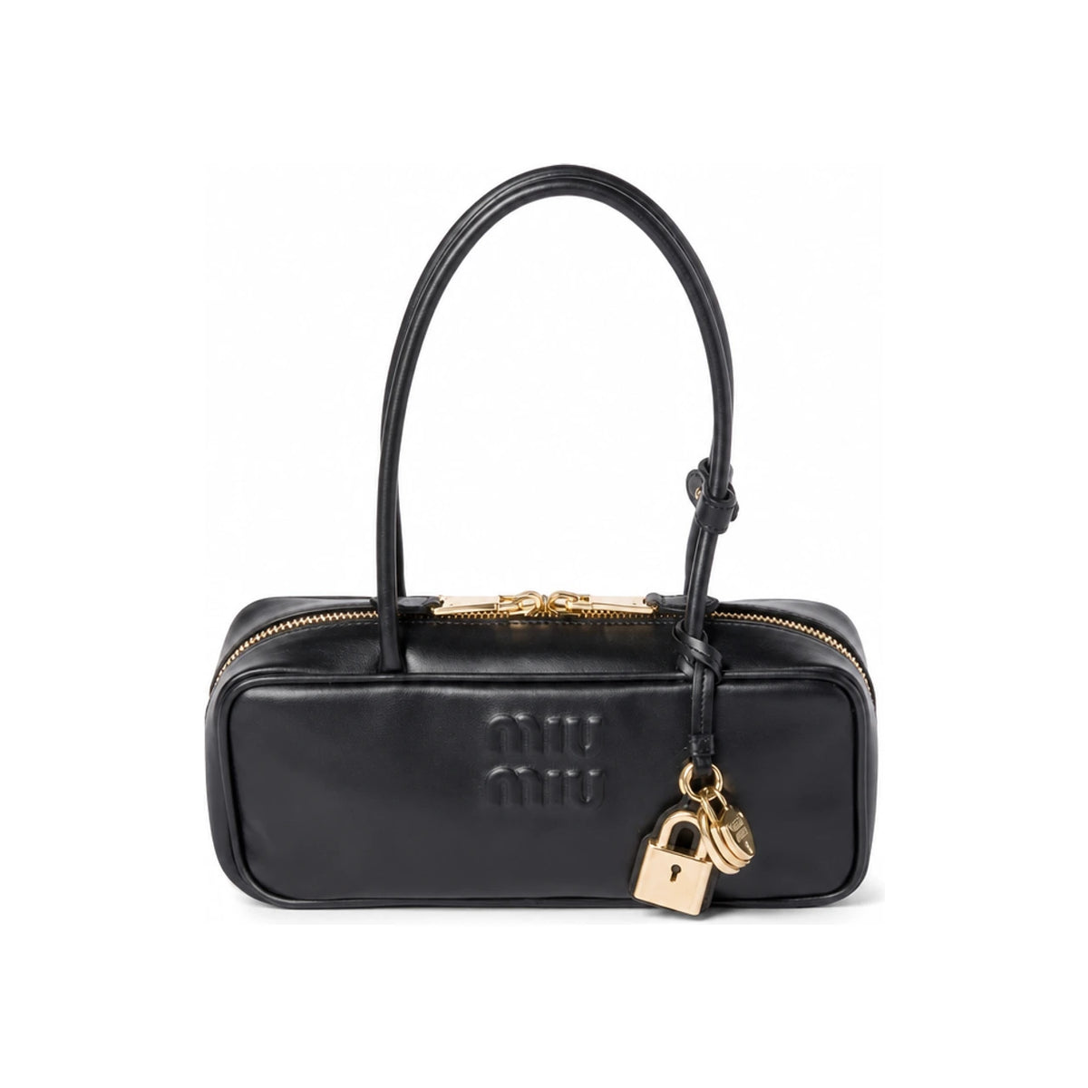 Miu Miu Leather Bow Small Tote Bag Black