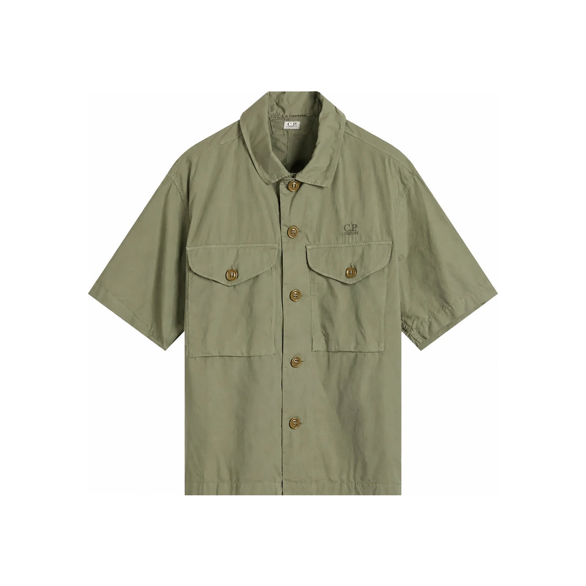 CP Company Poplin Short Sleeve Overshirt Green Men’s Shirt