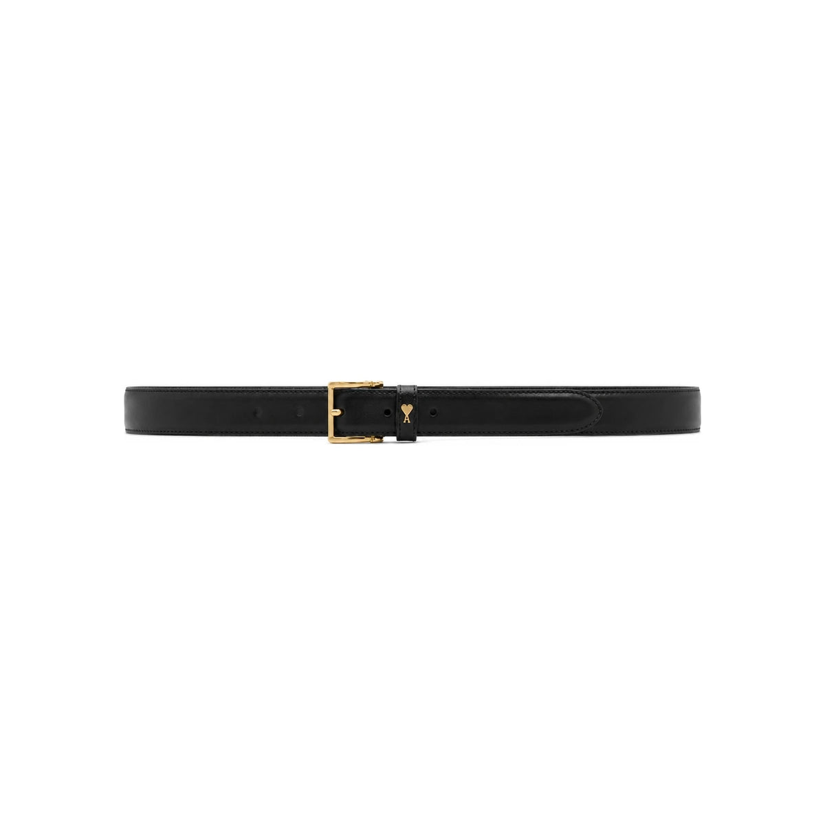 AMI Heart Logo Cowhide Leather Paris Belt Black Unisex