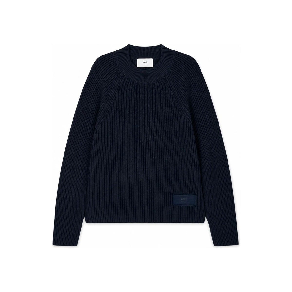 AMI Unisex Round Neck Knit Sweater Navy