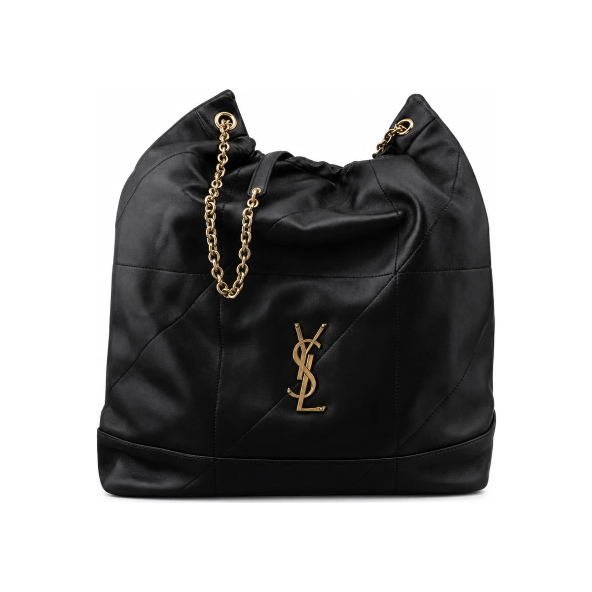 Saint Laurent Jamie Lambskin Puffer Chain Shoulder Bag Large Black