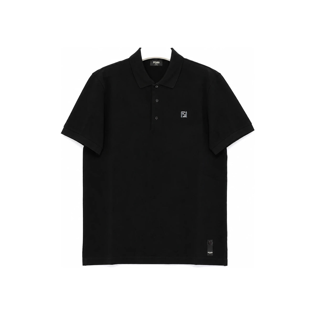 FENDI FF Logo Metal Piqué Polo Shirt Black Men