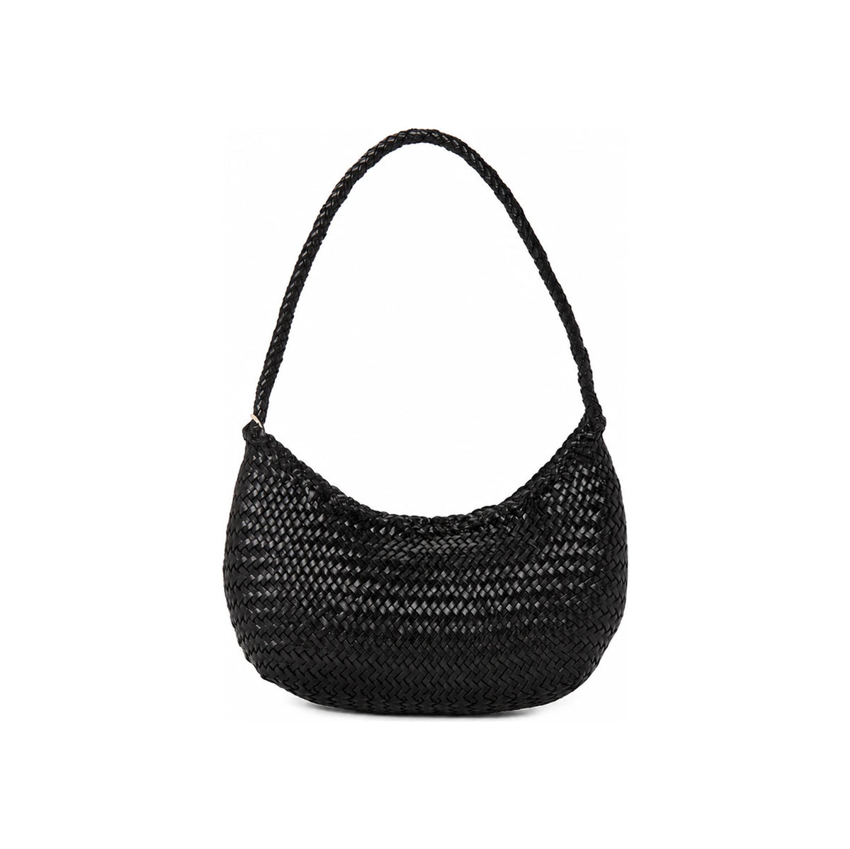 Dragon Diffusion Nova Luna Woven Leather Shoulder Bag for Women 8020 BLACK