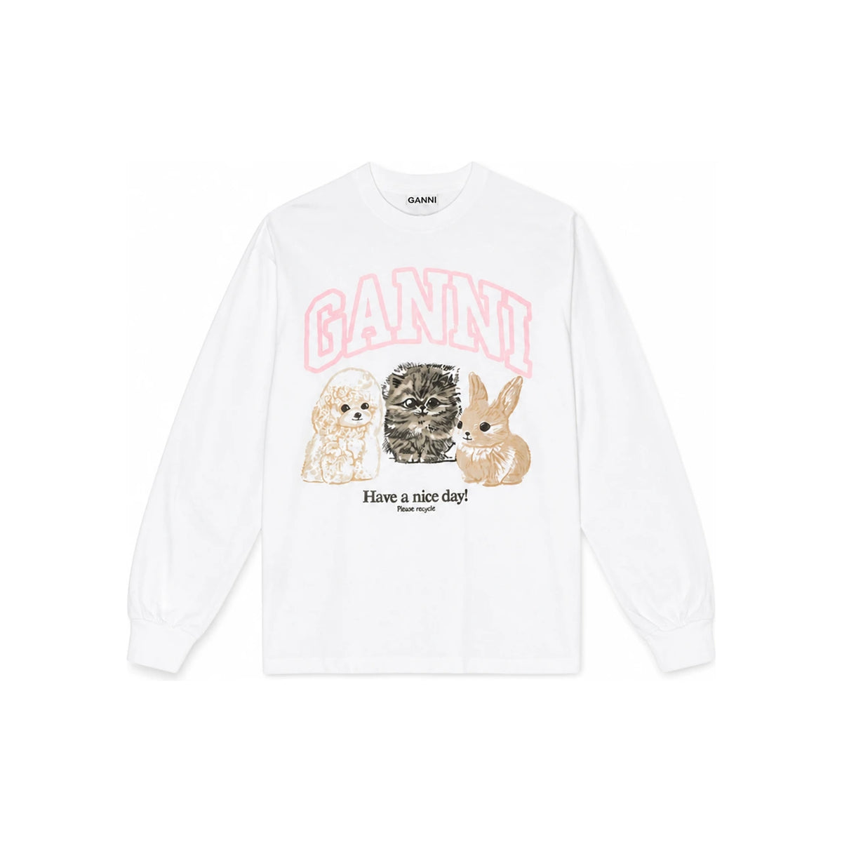 GANNI Animal Print Long Sleeve Sweatshirt T4275 151