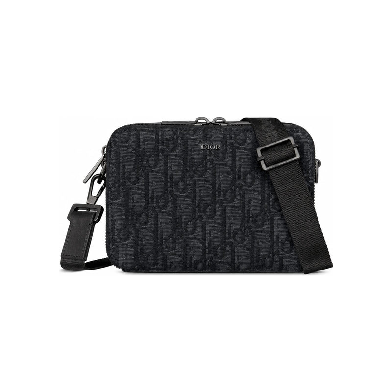 DIOR Black Oblique Jacquard Strap Pouch Crossbody Bag