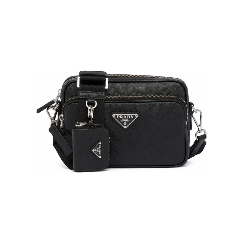 PRADA Triangle Logo Black Nylon Crossbody Bag