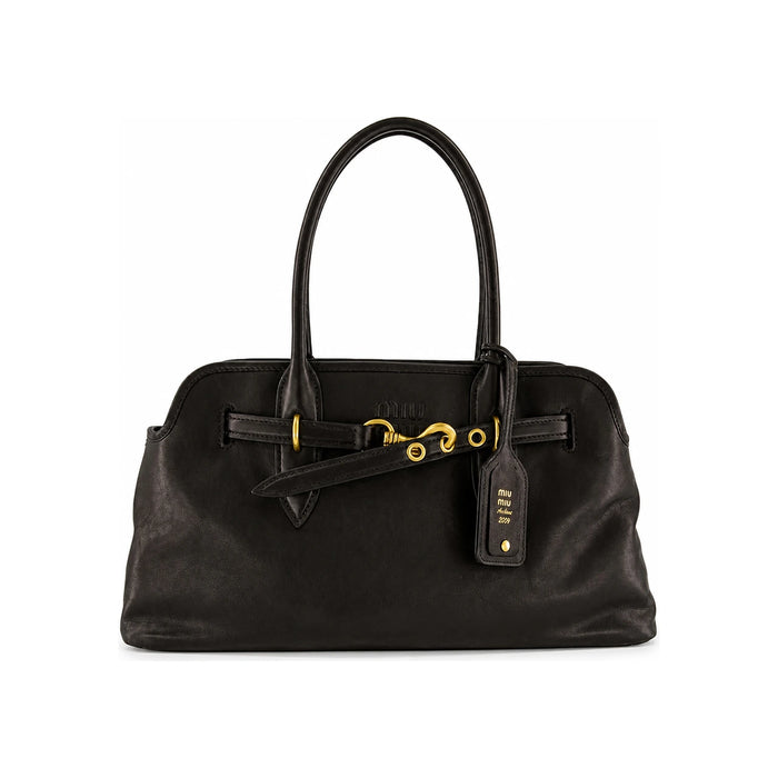 Miu Miu Avantgarde Nappa Leather Tote Bag Black
