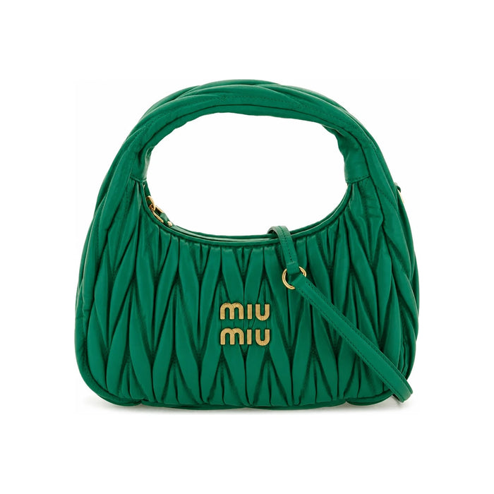 Miu Miu Matelassé Leather Shoulder Tote Bag with Gold Logo