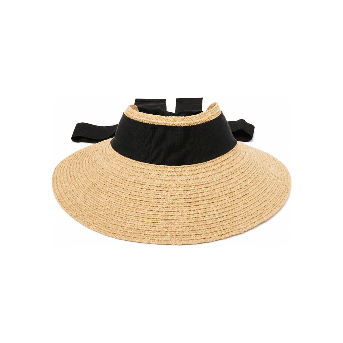 HELEN KAMINSKI Sabina Raffia Visor Hat Natural/Bla HAT51251 SABINA NATURAL BLACK