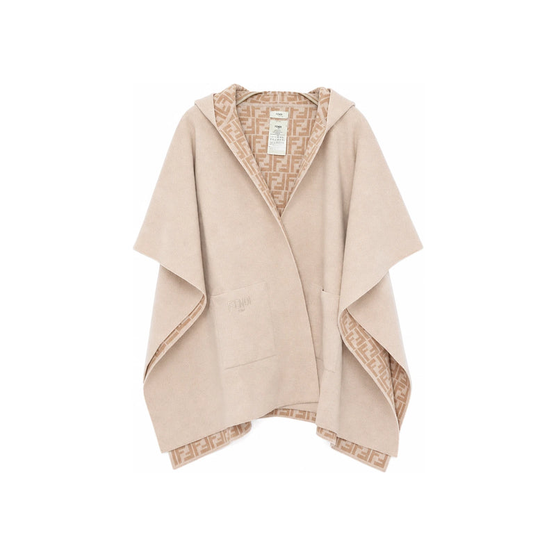 FENDI FF Reversible Wool Cashmere Cape Coat