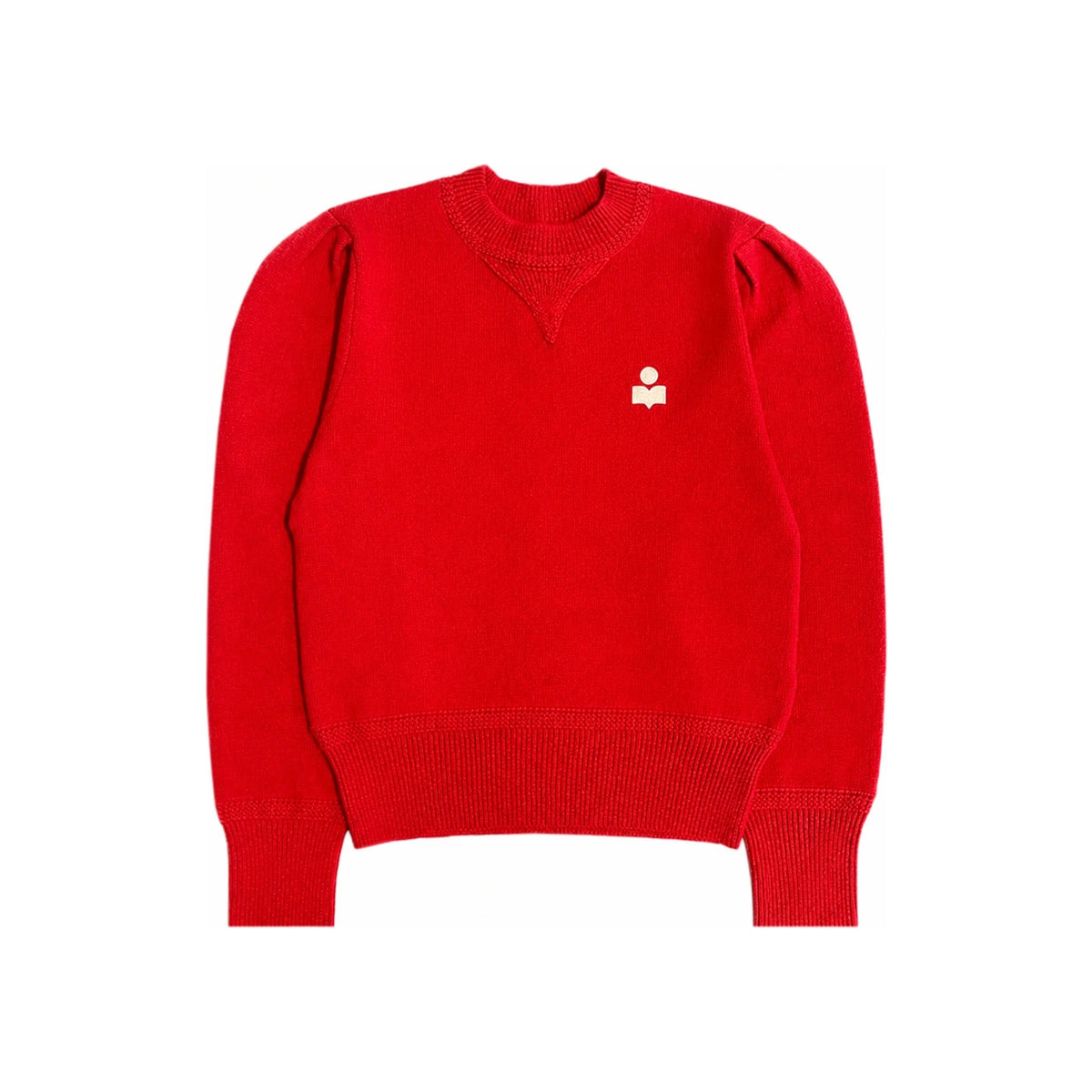Isabel Marant Poppy Red KELAYA Logo Embroidered Crewneck Sweater