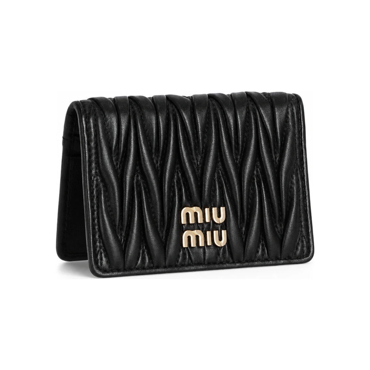 Miu Miu Matelassé Leather Card Holder Wallet Black 5MC103 2FPP F0002