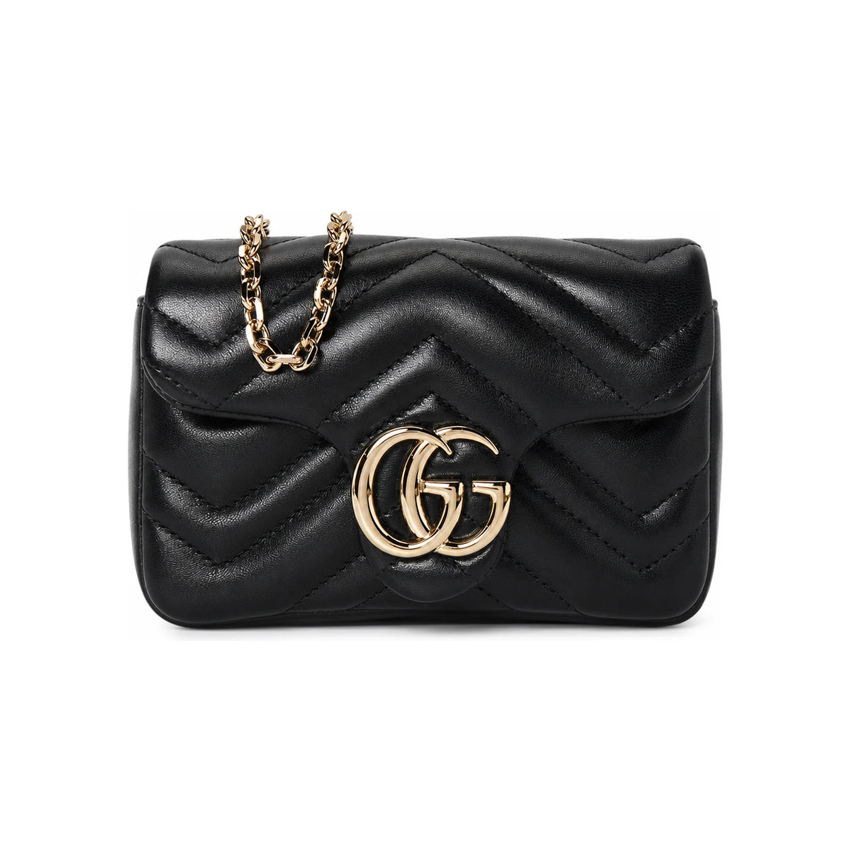 GUCCI GG Marmont Mini Shoulder Bag Black Leather