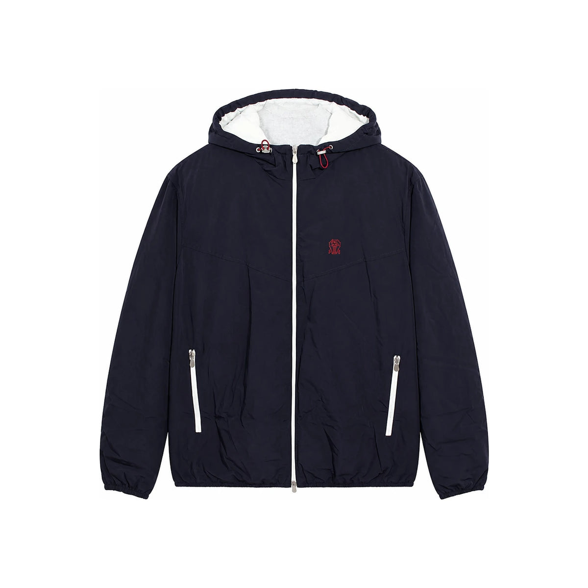 Brunello Cucinelli Navy Nylon Lightweight Hooded Puffer Jacket MM49A7431G C1086