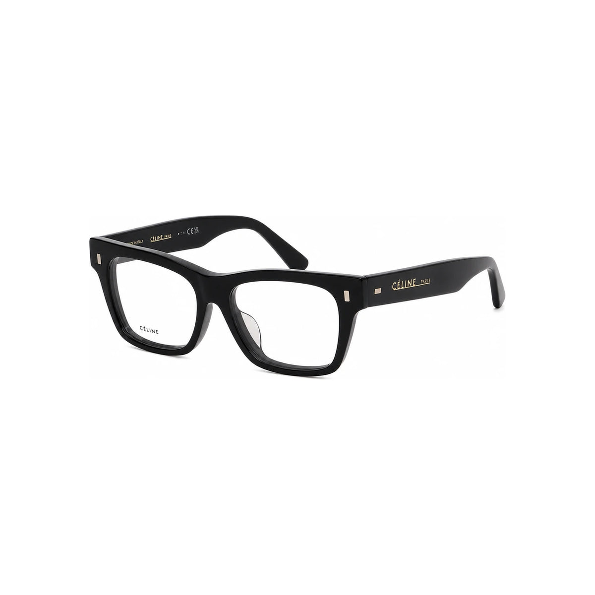 CELINE Black Thick Square Acetate Eyeglasses Asian Fit Unisex CL50011F 001