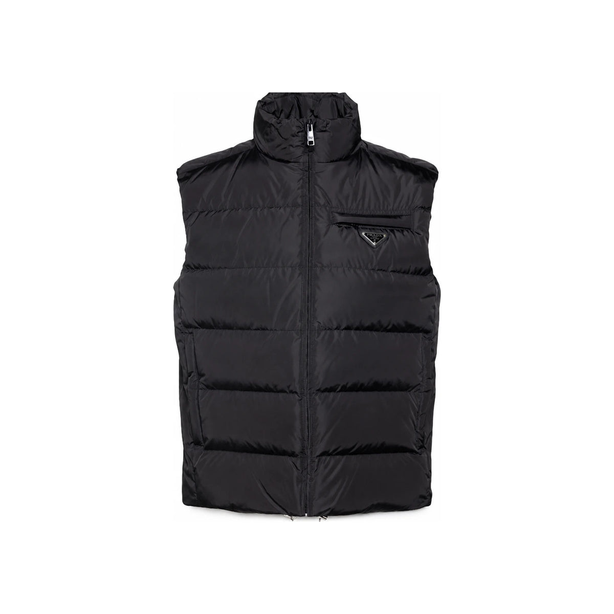 PRADA Black Re-Nylon Puffer Vest Jacket with Triangle Logo