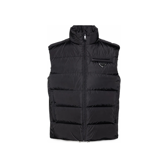 PRADA Black Re-Nylon Puffer Vest Jacket with Triangle Logo