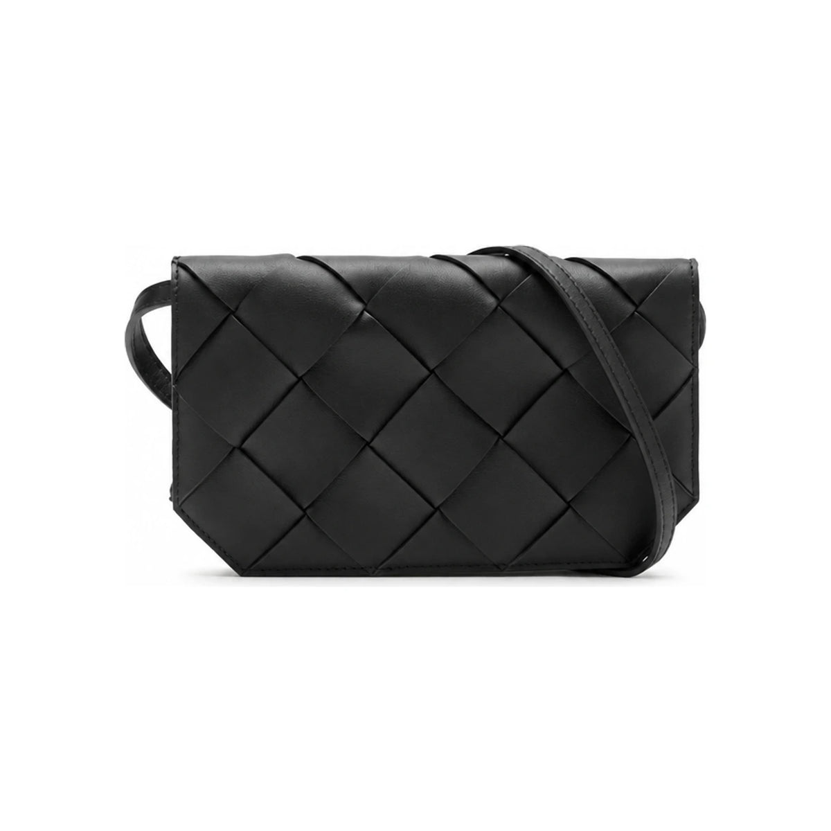 Bottega Veneta Diago Black Leather Phone Pouch Crossbody Bag