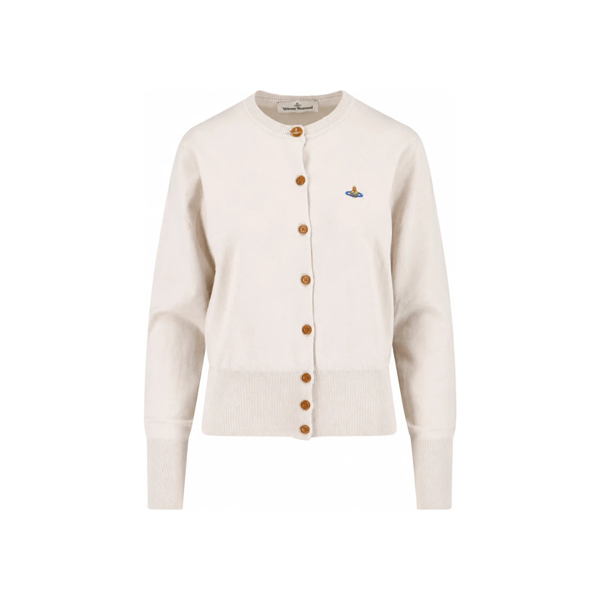 Vivienne Westwood BEA Embroidered Logo Cardigan Beige Knit