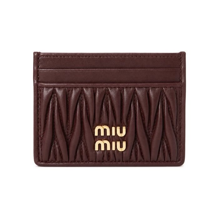 Miu Miu Matelassé Leather Card Holder Black Women’s