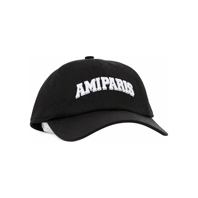 AMI Logo Embroidered Black Cotton Baseball Cap